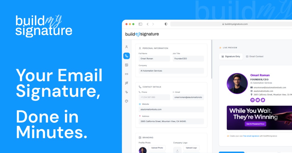 BuildMySignature — Free Professional Email Signature Generator